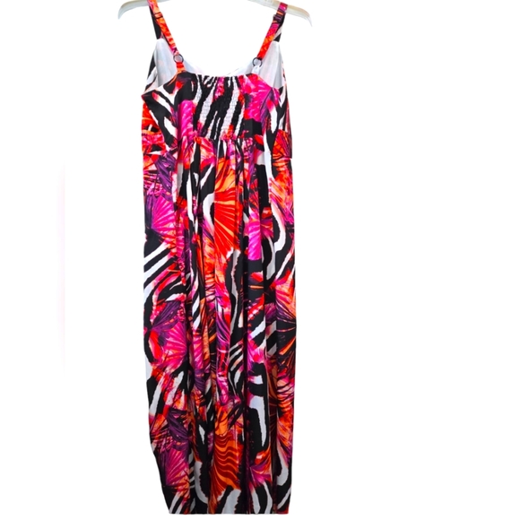 Size 0X NEW FLORAL+ZEBRA MIXED PRINT MAXI DRESS Summer Vacation - Picture 5 of 9
